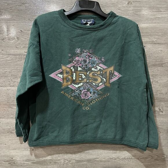 Vintage Best American Clothing Co Crewneck Sweater Floral Shoulder Pads Medium - Picture 1 of 7